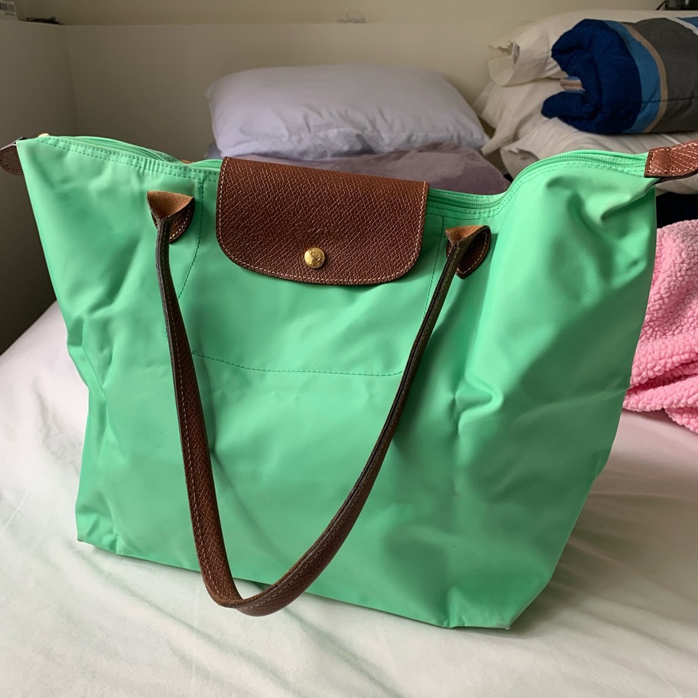 Neon green Longchamp bag